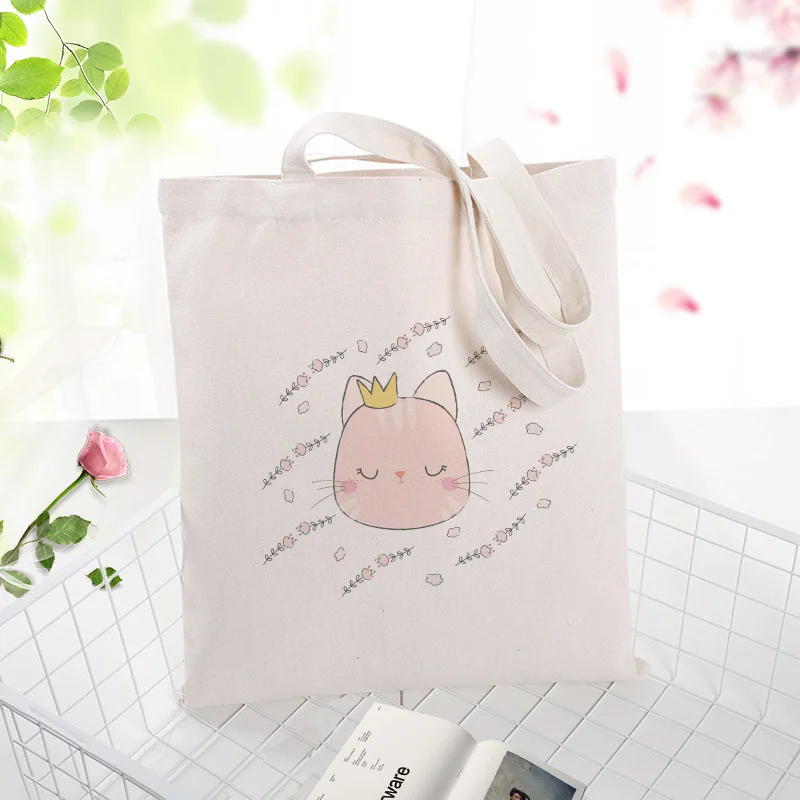 Сумка тоут из парусины для кошек сумка покупок с логотипом на заказ ручная