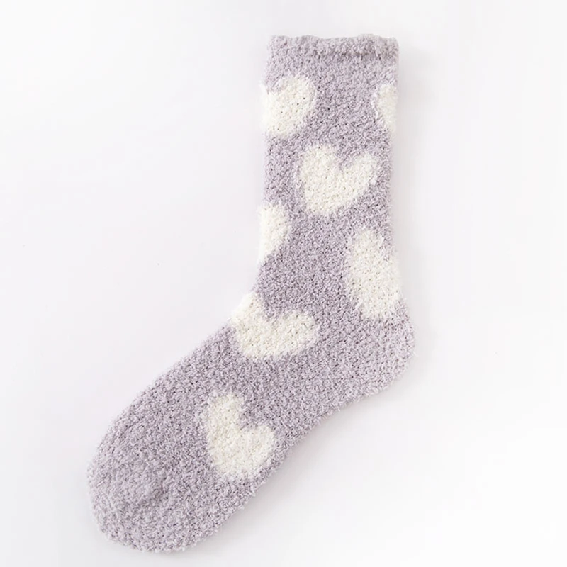 10 Pairs Women Winter Thick Coral Velvet Fuzzy Slipper Socks Sweet Heart Jacquard Candy Color Cozy Warm Home Sleeping Hosiery Gi |