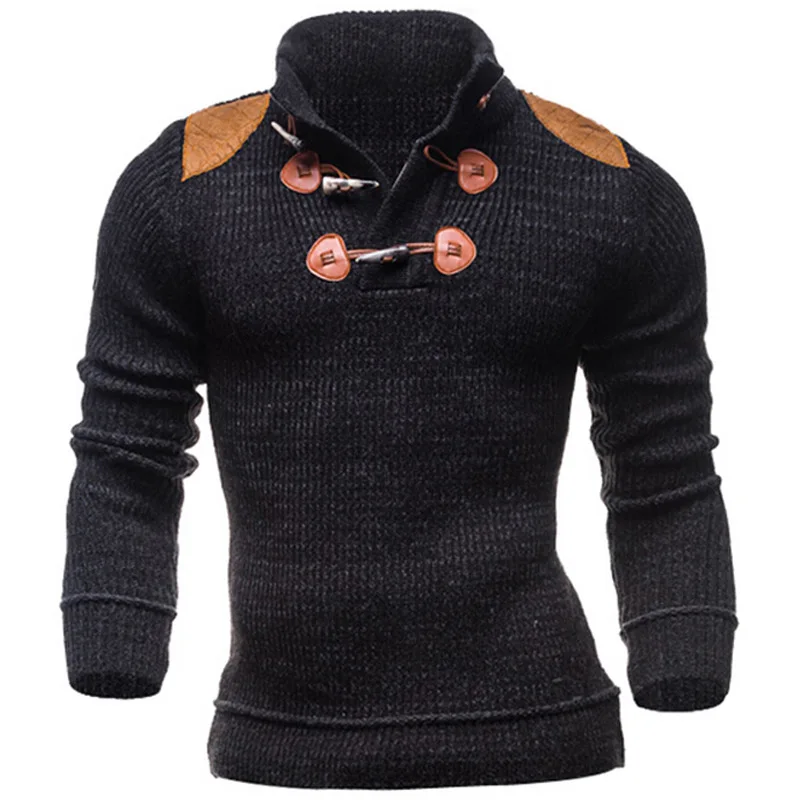 

ZOGAA 2020 Men Sweater Long-sleeved Button Knitted Shirts Large Size Double Breasted Pullovers Solid Men Winter Clothes