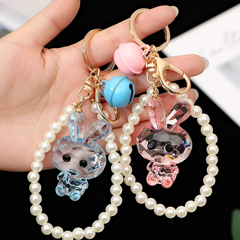 Милый брелок с кроликом прозрачная кукла кристалл кролик ремешком на руку сумка