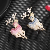 japan and south korea cute sika deer animal corsage personalized clothing accessories jewelry inlaid zircon atmosphere creative