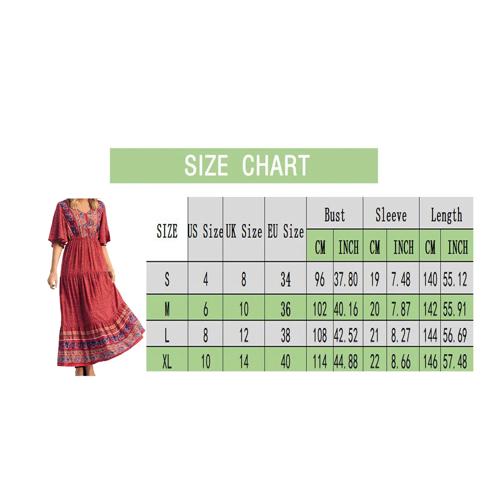 

Vintage Printed Dress Ladies Women Floral Sexy Holiday Party Beach Long Maxi Dresses Boho Short Sleeve Long Sundress #G2