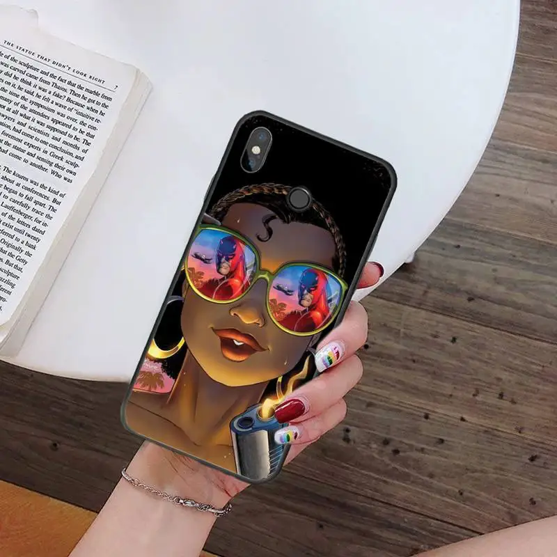 

fashion beautiful Girls Black Women Phone Case For Xiaomi Redmi note 7 8 9 t k30 max3 9 s 10 pro lite