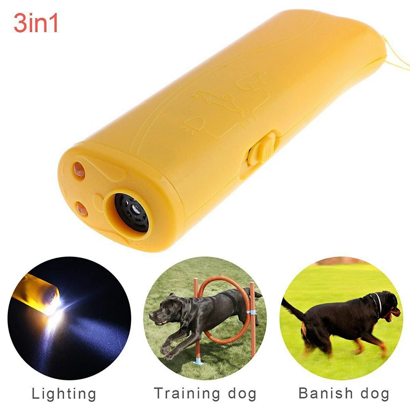 

Pet Dog Repeller Anti Barking Stop Bark Training Device Trainer LED Ultrasonic 3 in 1 Anti Barking Ultrasonic Without Battery