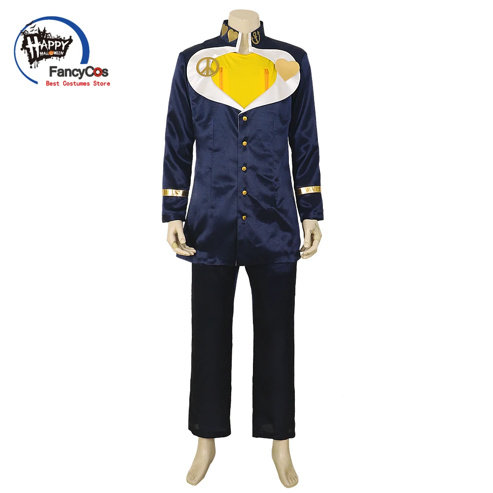 Anime JoJo's Bizarre Adventure Josuke Higashikata Uniform JoJo Cosplay Costume Dark Blue Suit Halloween Carnival