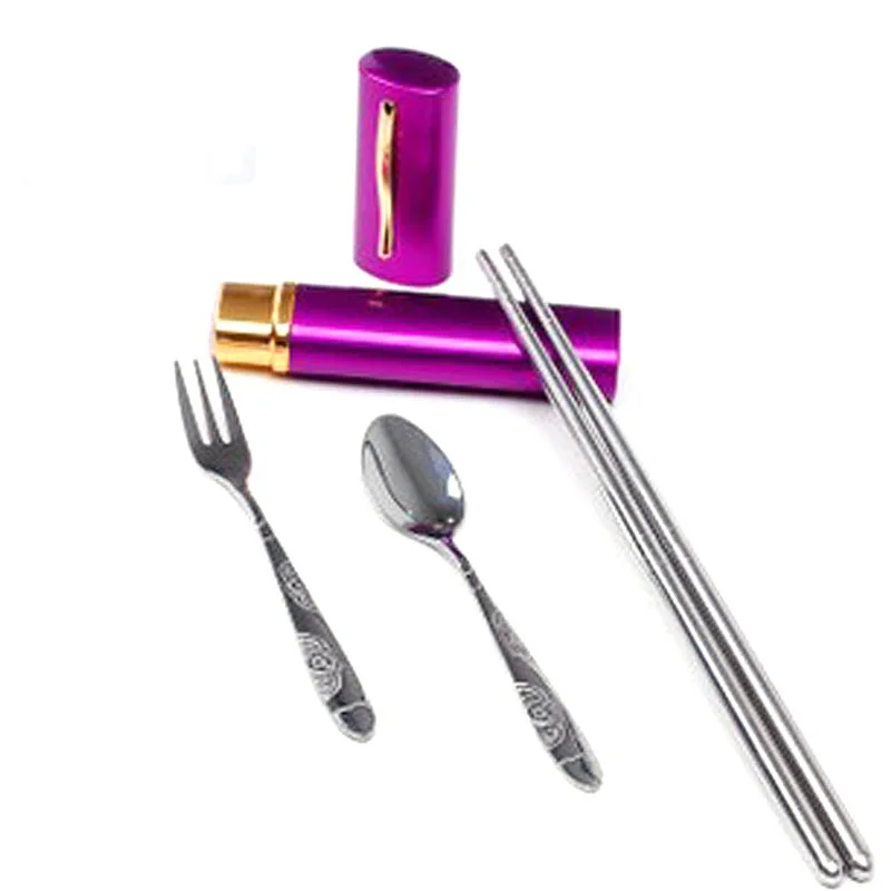 3 шт./компл. из нержавеющей стали вилка ложка палочки для еды путешествия Кемпинг