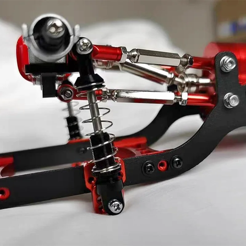 

2 Set for MN D90 MN-90 MN99S WPL C14 C24 C34 RC Car Metal Shock Absorber Damper Parts Accessories, Silver & Red