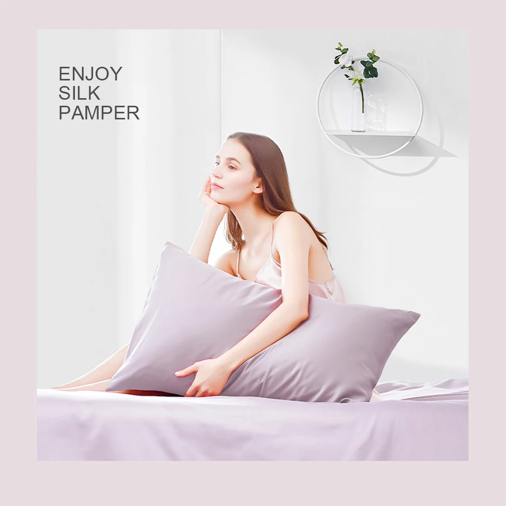 Женский комплект постельного белья Suaker зеленый из 100% шелка с шелковым