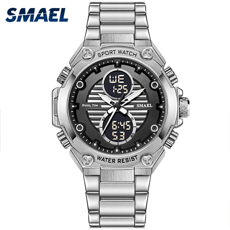 

Fashion Men Military Sport Wrist Watch Military Gold Quartz Steel Waterproof Dual Display Male Clock Watches Relogio Masculino