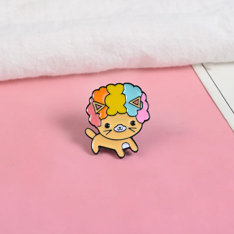 Cartoon Animal Lovely Puppy Rainbow Hair Triangle Brooch wholesale Badge Alloy Metal Enamel Pin Jewelry accessories | Дом и сад