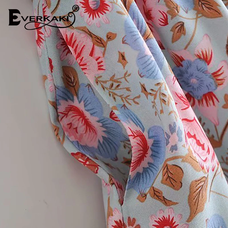 

Everkaki Floral Print Long Dresses Women Tassel Sashes Casual Oversized Ladies Boho Summer Beach Midi Dress Vestidos Female 2021