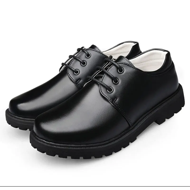 Черная кожаная школьная обувь для мальчиков модельные туфли на шнурках | Мать и