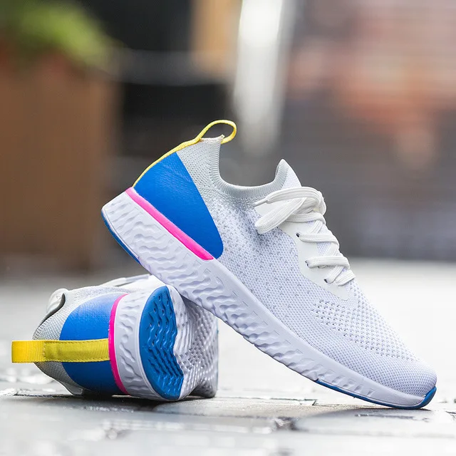 nik-Rhea Zapatillas mujer; белые кроссовки с летящим плетением; повседневная спортивная дышащая обувь из сетчатого материала; sapato feminino; женская обувь для студентов; tênis feminino - Цвет: nik-Rhea