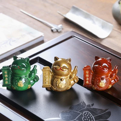 Украшения для чая с изображением кошки на удачу меняющие цвет Креативные