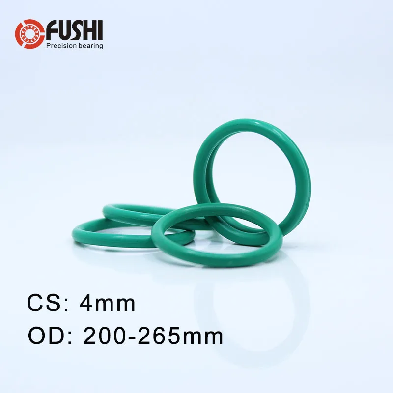 

CS4mm FKM Rubber O RING OD 200/205/210/215/220/225/260/235/240/250*4 mm 5PCS O-Ring Fluorine Gasket Oil seal Green ORing