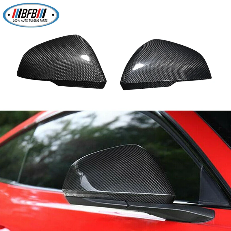 

Боковая глянцевая черная крышка зеркала заднего вида для Ford Mustang 2015-2019, углеродное волокно, модель евро