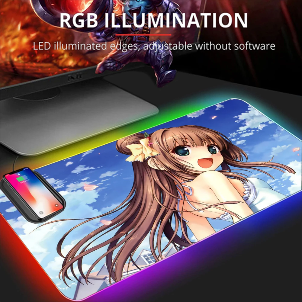 

Extended Large RGB Gaming Mouse Pad-15W Qi Device Wireless Fast Charger for IPhone XsXR AirPods LED Backlit Non-slip Rubber Base
