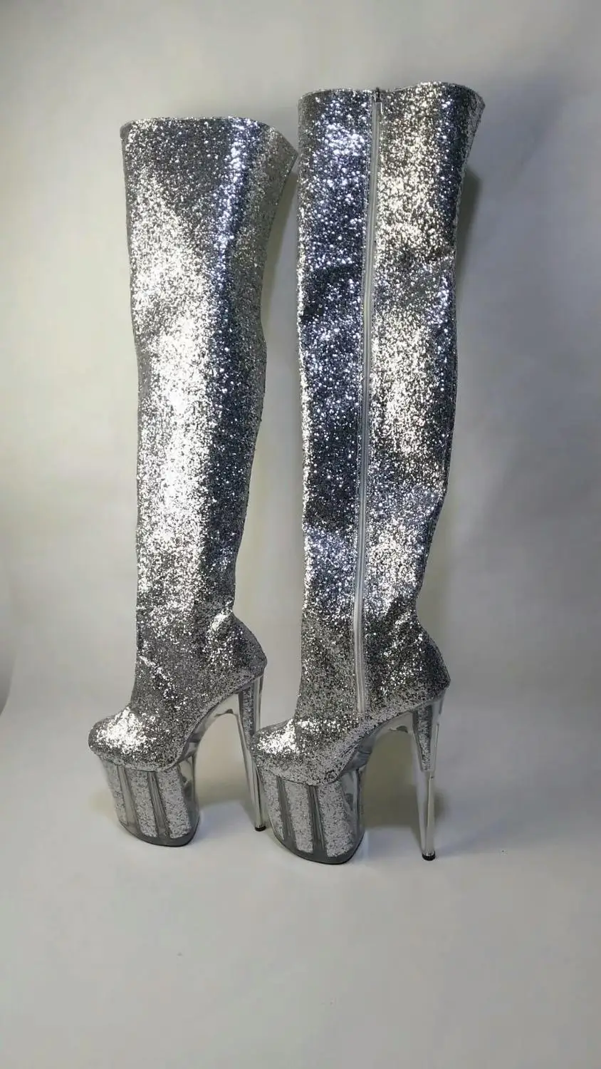 European and American Sexy Knee Boots Women's 20 cm Super High-heeled Women's Shoes Lace Waterproof Table Fine-heeled High-boots