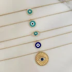 Ожерелье с подвеской Evil Eyes для женщин, винтажное этническое колье с кулоном турецкий голубой глаз, ключицы ожерелья цепи, готические богемные украшения