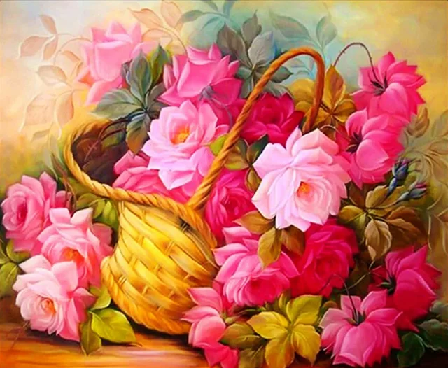 

Floral Diamond Painting Embroidery Flower Arrangement Poster Cross Stitches Modern Decoration Home Mosaic Picture