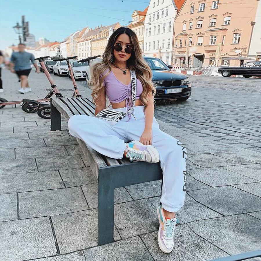 

YiallenY2k High Street Letter Printing For Womens Multi-Pattern Gothic 2021 Spring Autumn Fashion Joggers Sport Female Trousers