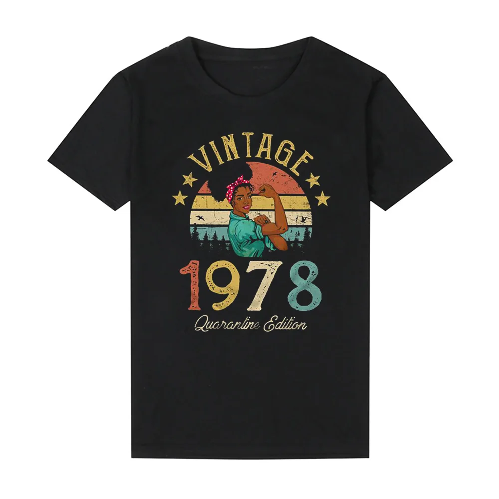 

Vintage 1978 Quarantine Edition T-Shirt African Women 43rd Birthday Gift Idea Girls Mom Wife Daughter Funny Retro Tee Shirt Top