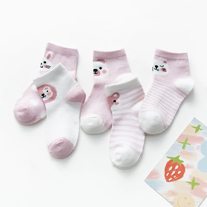5Pairs Infant Baby Socks for Girls Toddler Cotton Mesh Cute Carrot Newborn Summer Non Slip Boy Fashion Girl Stuff | Детская одежда и