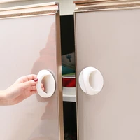 round adhesive auxiliary door handle durable utility cabinet pull for furniture portable small door handle with groove for home