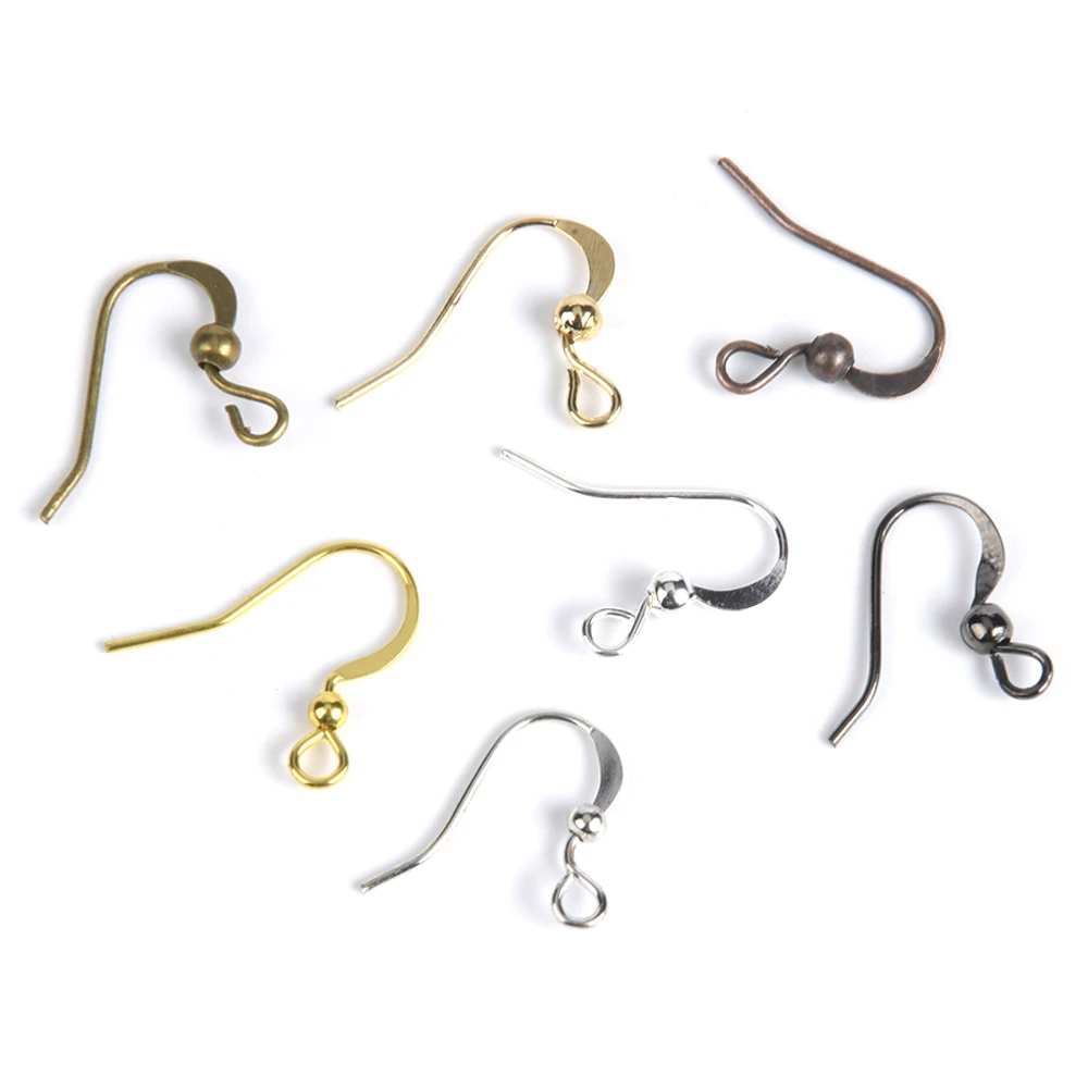 

100Pcs/Lot 19*18mm DIY Earring Clasps Findings Twist Ear Wires Beaded Flat Earrings Hooks For Jewelry Making Supplies