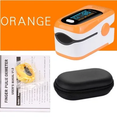 OLED Orange case Пальцевой Пульсоксиметр палец De Pulso Dedo домашний Пульс оксиметр Pulsioximetro с английским и португальский язык CE OLED - Цвет: OLED Orange case