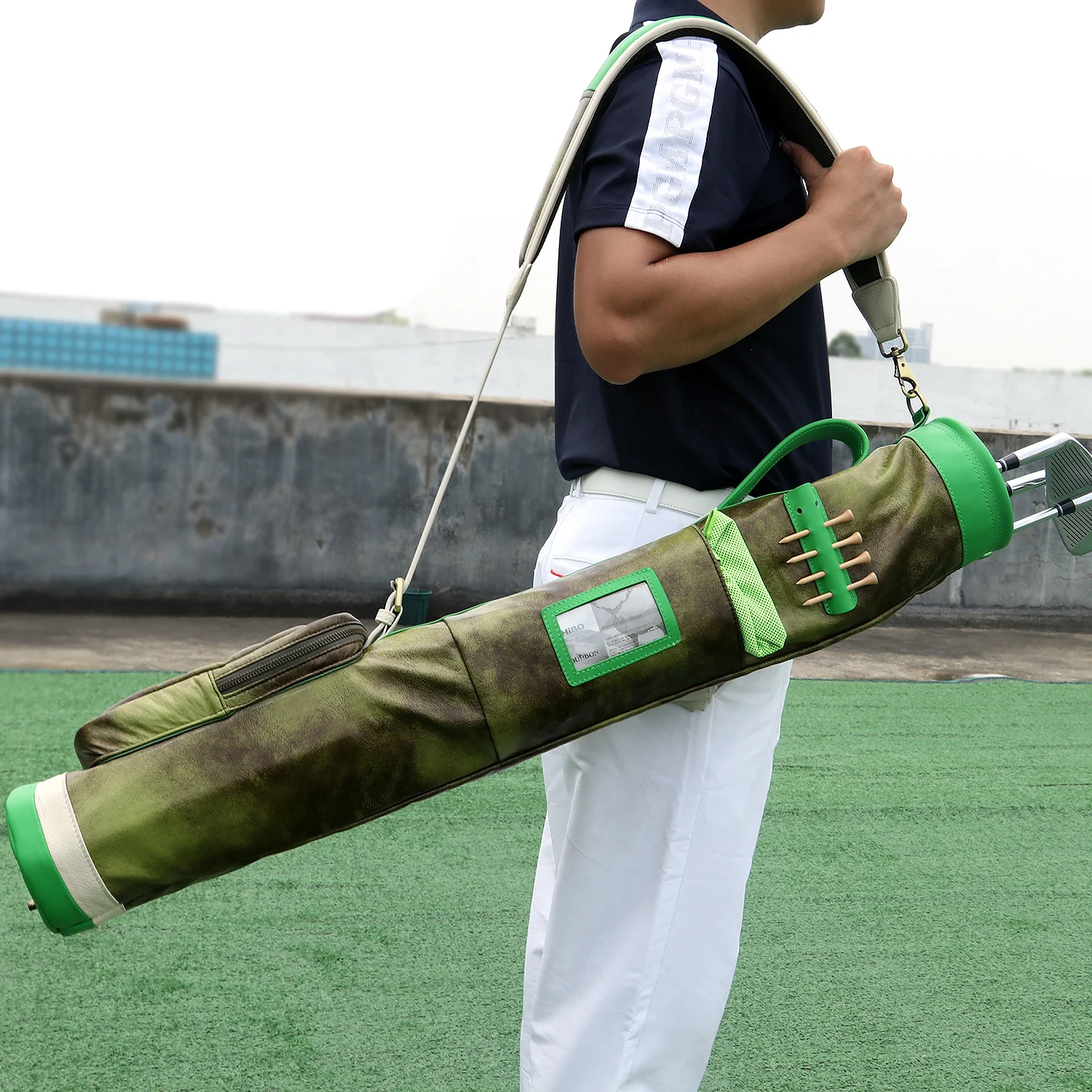 Tourbon Golf Bag Club Sunday Driving Range Bags Pencil Style Microfiber Leather Waterproof Case Cover 88CM