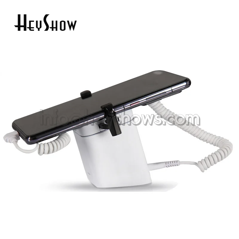 Charging Mobile Phone Security Display Stand iPhone Burglar Alarm System White Phone Anti-Theft Holder For Exhibition With Claw