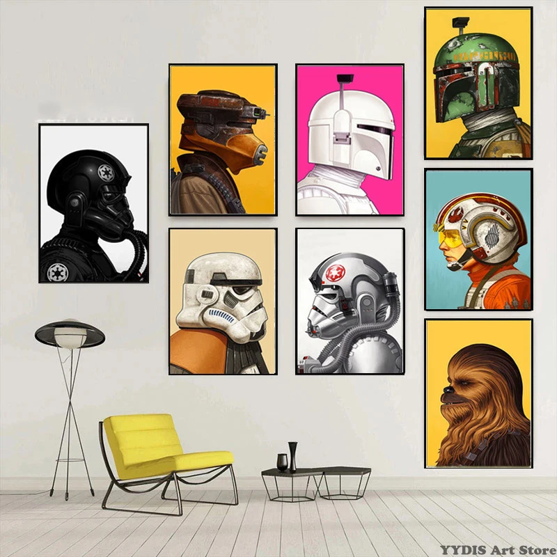 

Star Wars Movie Canvas Painting Black Warrior White Soldier Posters and Prints Nordic Wall Art Picture for Livingroom Home Decor