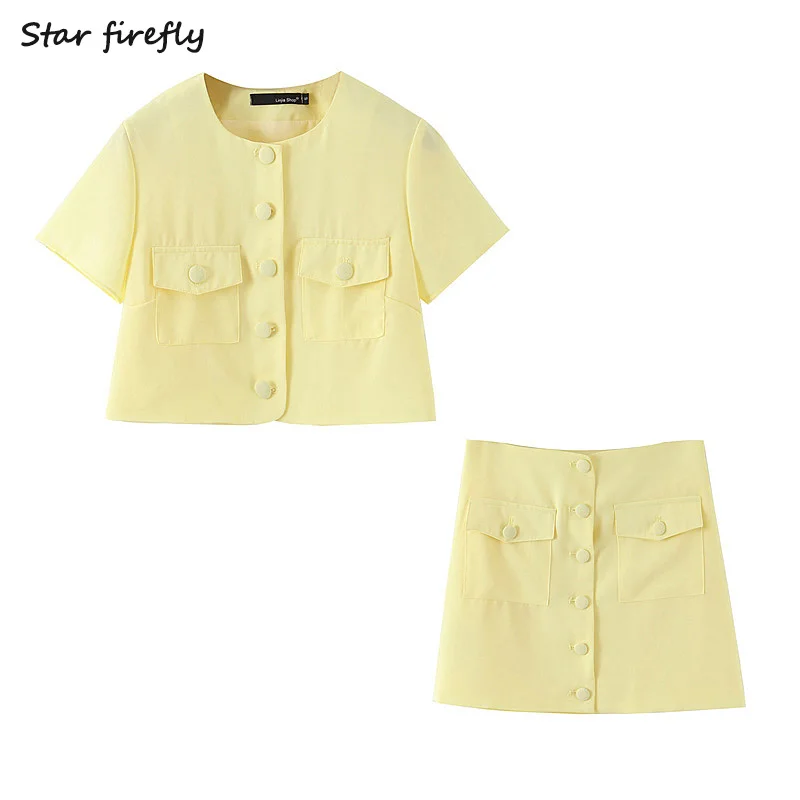 Звездный модный костюм Za для женщин 2020 Весенняя Повседневная тонкая короткая