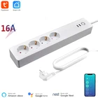 Умная Wi-Fi полоса питания 16A Tuya Smart App Control Type-F EU 4 розетки 2 USB порта индивидуальное управление Alexa Google Home Voice