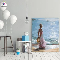 diy colorings pictures by numbers with colors girl by the sea picture drawing painting by numbers framed home