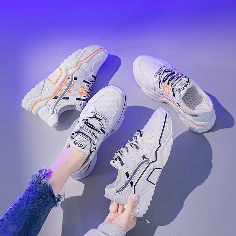 Женские кроссовки на толстой подошве LZJ модные массивные сникерсы платформе в