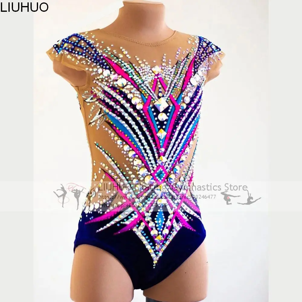 Online LIUHUO Eis Eiskunstlauf Kleid Mädchen Teens Rhythmische Gymnastik Trikots Frauen Spandex Orange Kristalle Wettbewerb Großhandel