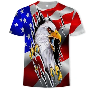 Summer Fashion Men's T-shirt 2021 New Flying Eagle 3D Printing Pattern Men's Trend Short-sleeved Casual Quick-drying T-shirt Top