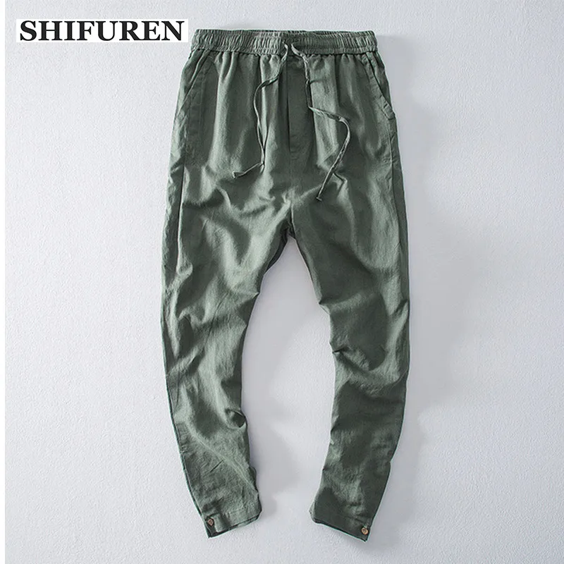 Брюки джоггеры SHIFUREN мужские однотонные Повседневные Дышащие штаны из хлопка и