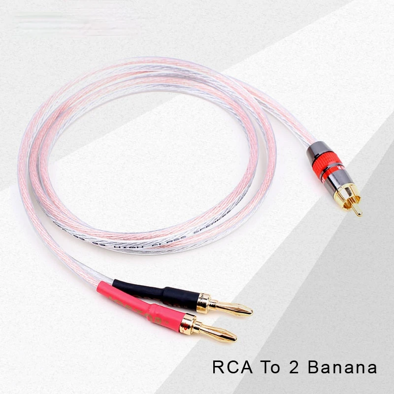 

Активный акустический кабель OFC, разъем RCA к двойной банановой лопатке 2Y для усилителя, звуковой бокс, сабвуфер, позолоченный аудиокабель, 1 м...