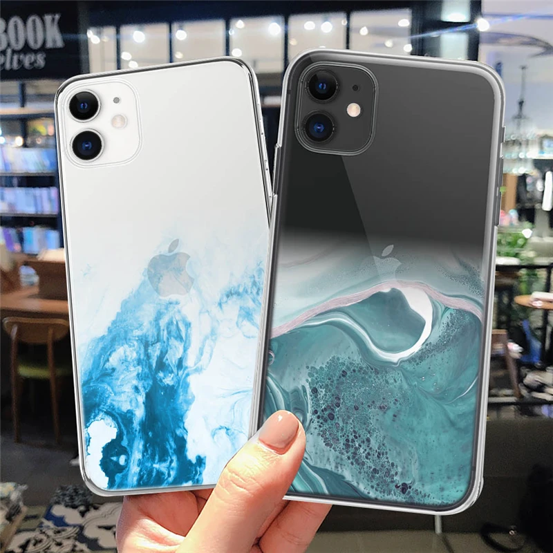 Fashion Marble Transparent Phone Case For iPhone 13 12 11 Pro Max X XR XS Max 7 8 6 6S Plus 12 Mini 5 5S SE 2020 Soft TPU Cover
