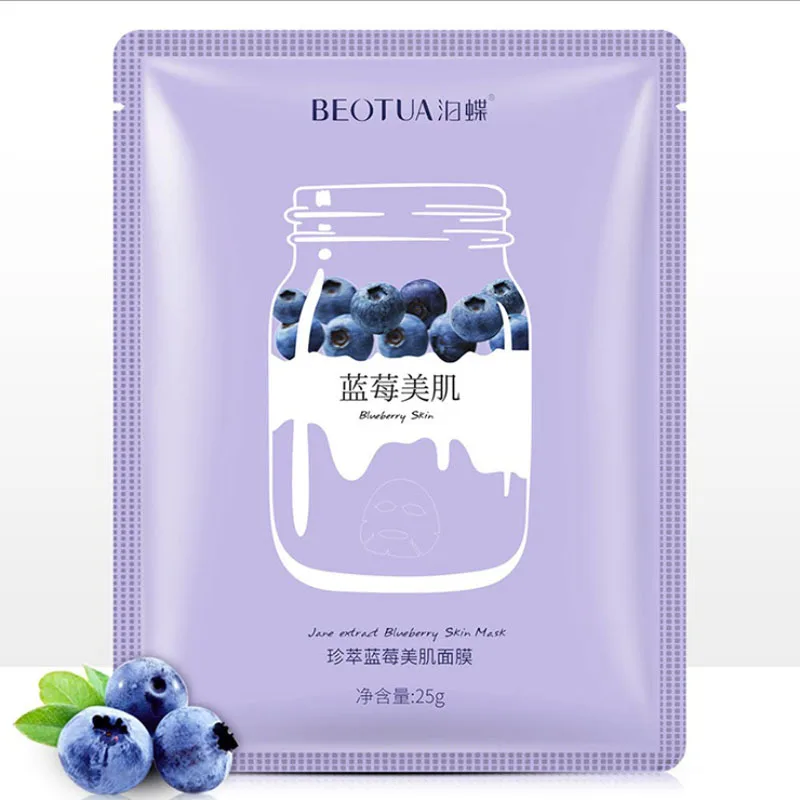 blueberry Растительный экстракт для лица маска лимон и алоэ и красный гранат эссенция маска для лица Гиалуроновая кислота увлажняющая отбеливающая маска для ухода за кожей - Цвет: blueberry