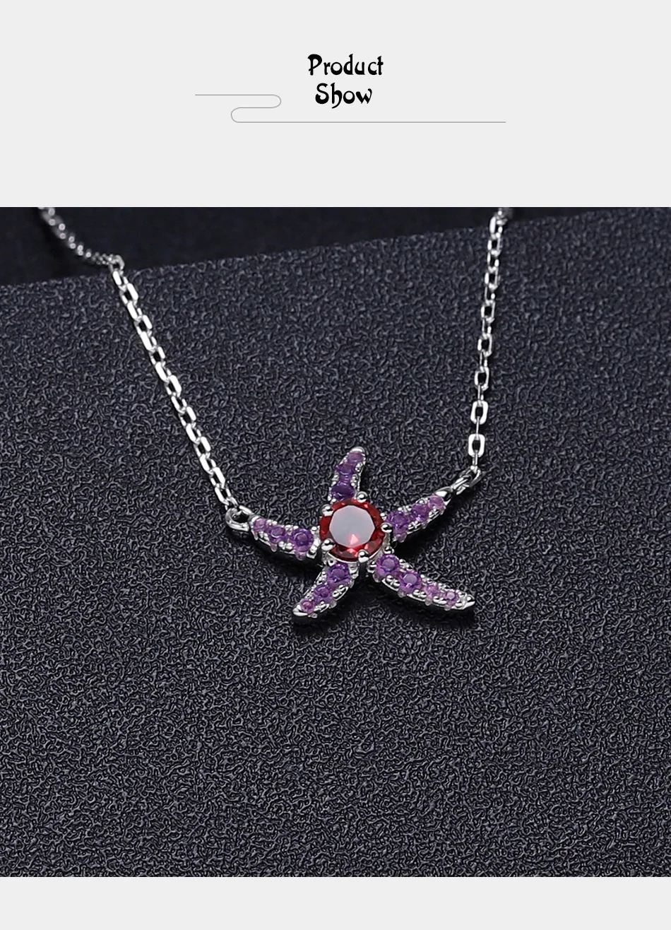 GEM'S балетное ожерелье в форме морской звезды 0.36Ct натуральный гранатовый камень кулон 925 пробы серебро элегантные ювелирные изделия для женщин