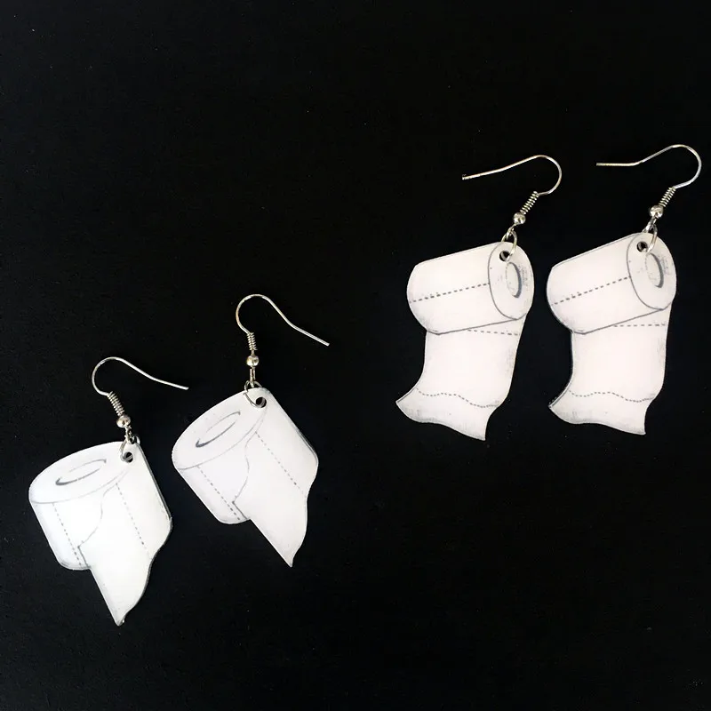 

Cute Toilet Paper Dangle Earrings Symbol of The Shortage of Commemorative Paper Towels Leather Earrings for Women Gothic Gift
