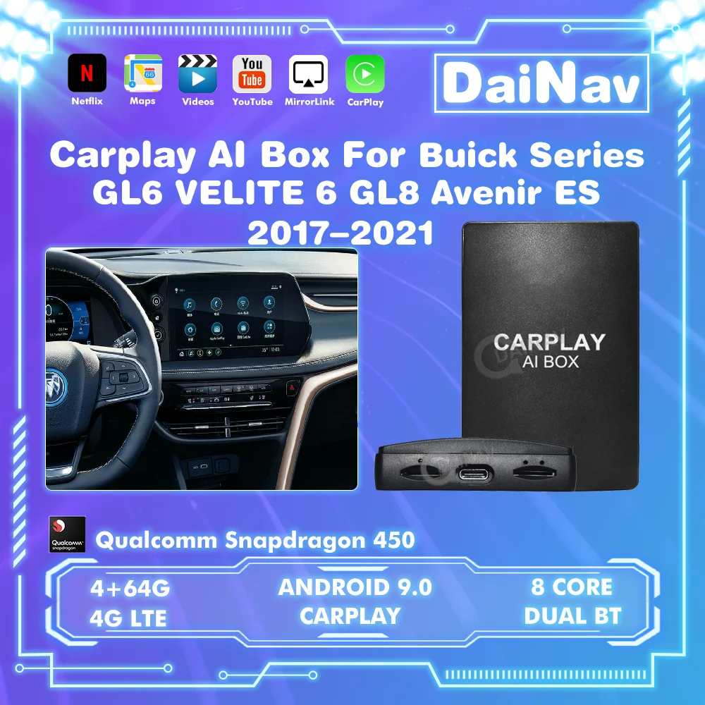 

Беспроводной автомобильный мультимедийный плеер CarPlay Ai Box для Buick GL6 VELITE 6 GL8 чехол для Android Plug and Play Youtube на пару
