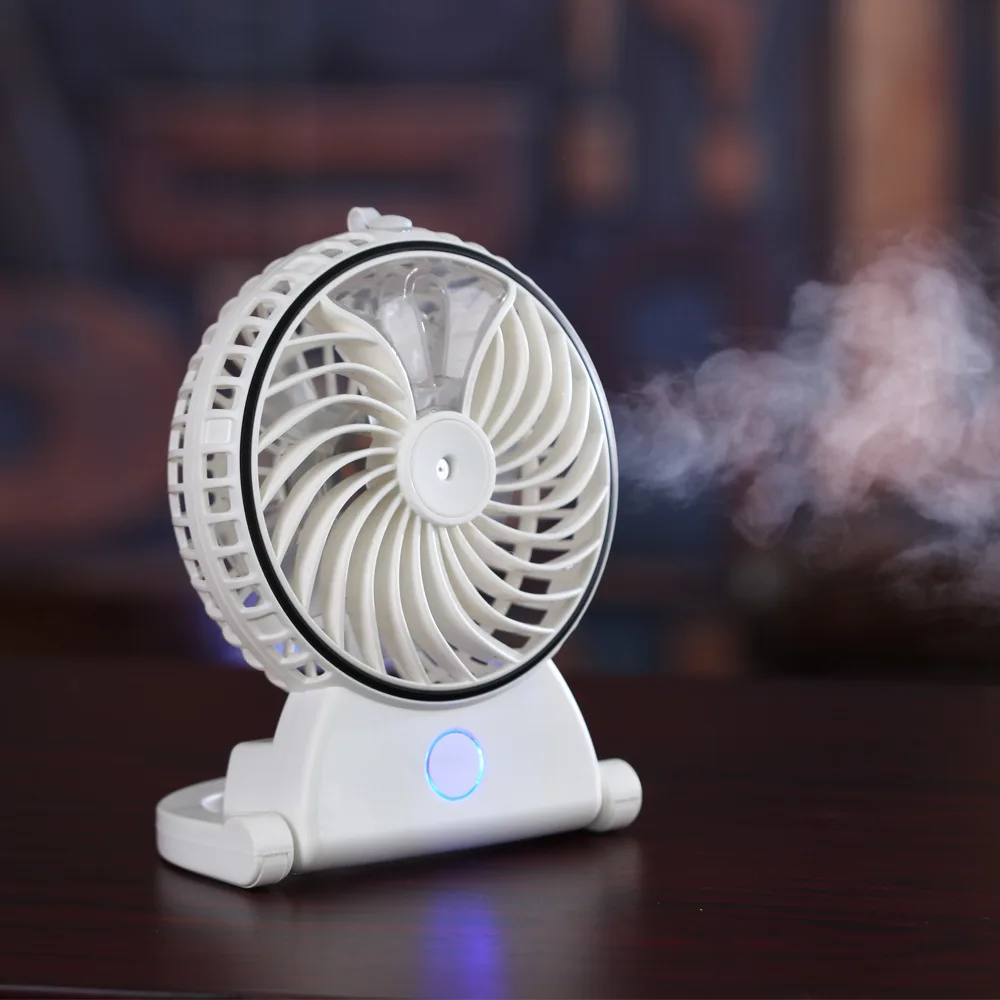 

New Summer Humidifier Mini Fan USB Rechargeable Water Mist Fan With Lithium Battery Office Home Round Table Pedestal Cooling Fan