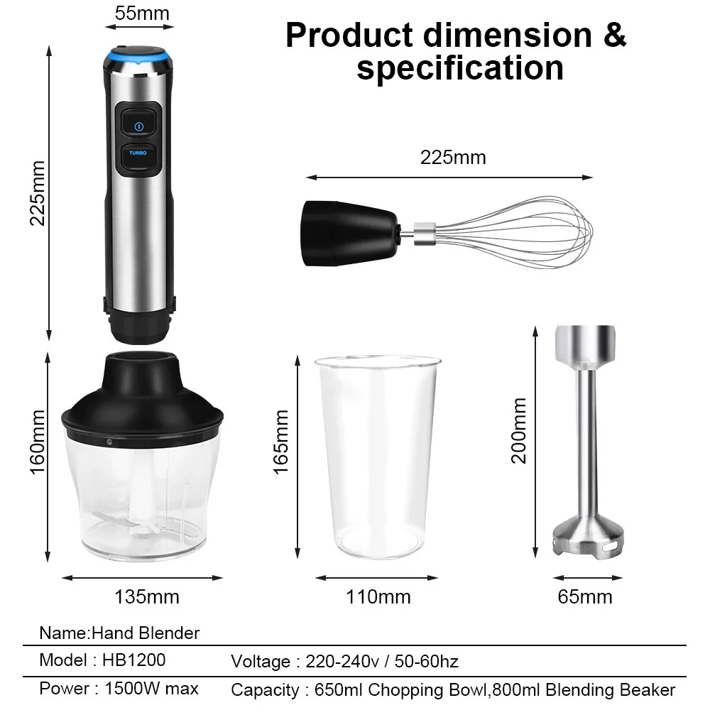 

4 in 1 High-power handheld cooking stick Food Blender supplement machine fixer