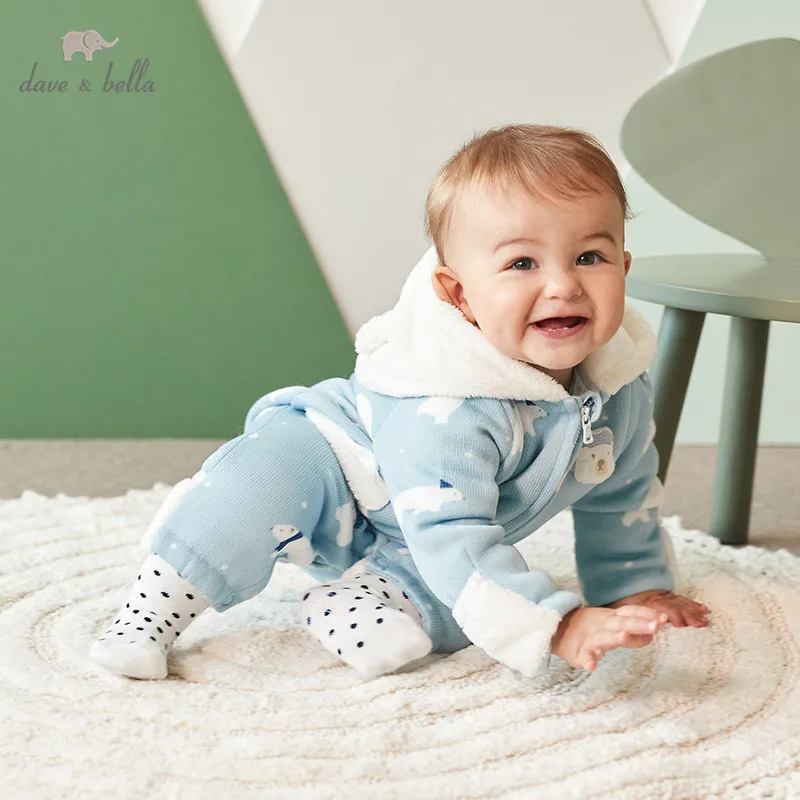DBW11715 dave bella осень-зима унисекс Детский комбинезон с длинными рукавами детский комбинезон для малышей Детский бутик новорожденный комбинезон