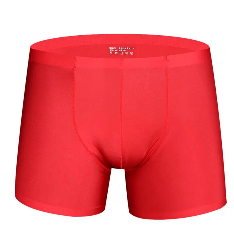 Red Boxer Хит, мужские шелковые Дышащие Боксеры, мужские повседневные Мягкие спортивные боксеры, модное нижнее белье для мужчин, 9 цветов размера плюс XL-3XL - Цвет: Red Boxer